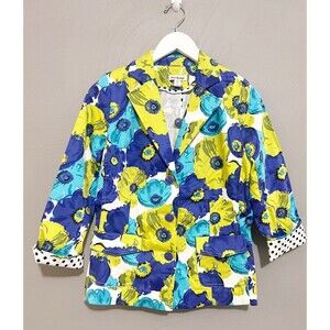 Joan Rivers Floral Bouquet 3/4 Sleeve Jacket Sz 4 Navy/Green NEW